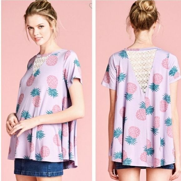 NWT oversize Lavender Pineapple Top-S - Picture 1 of 5